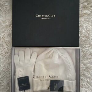 Charter Club cashmere hat/gloves/scarf set